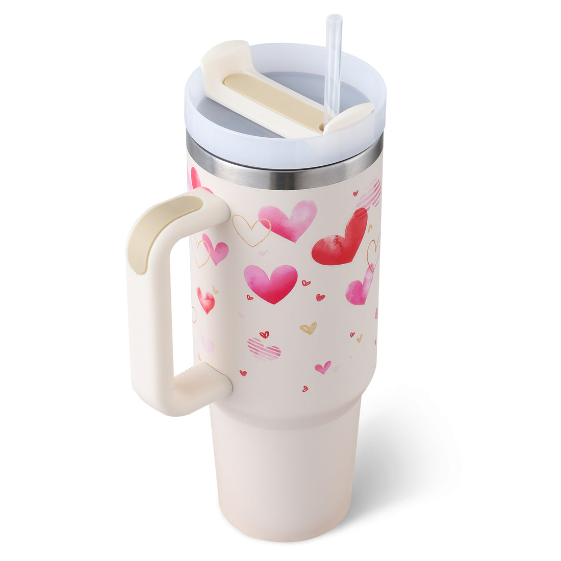 40 Oz Tumbler With Handle Straw Insulated, Stainless Steel Spill Proof Vacuum Coffee Cup Tumbler With Lid Tapered