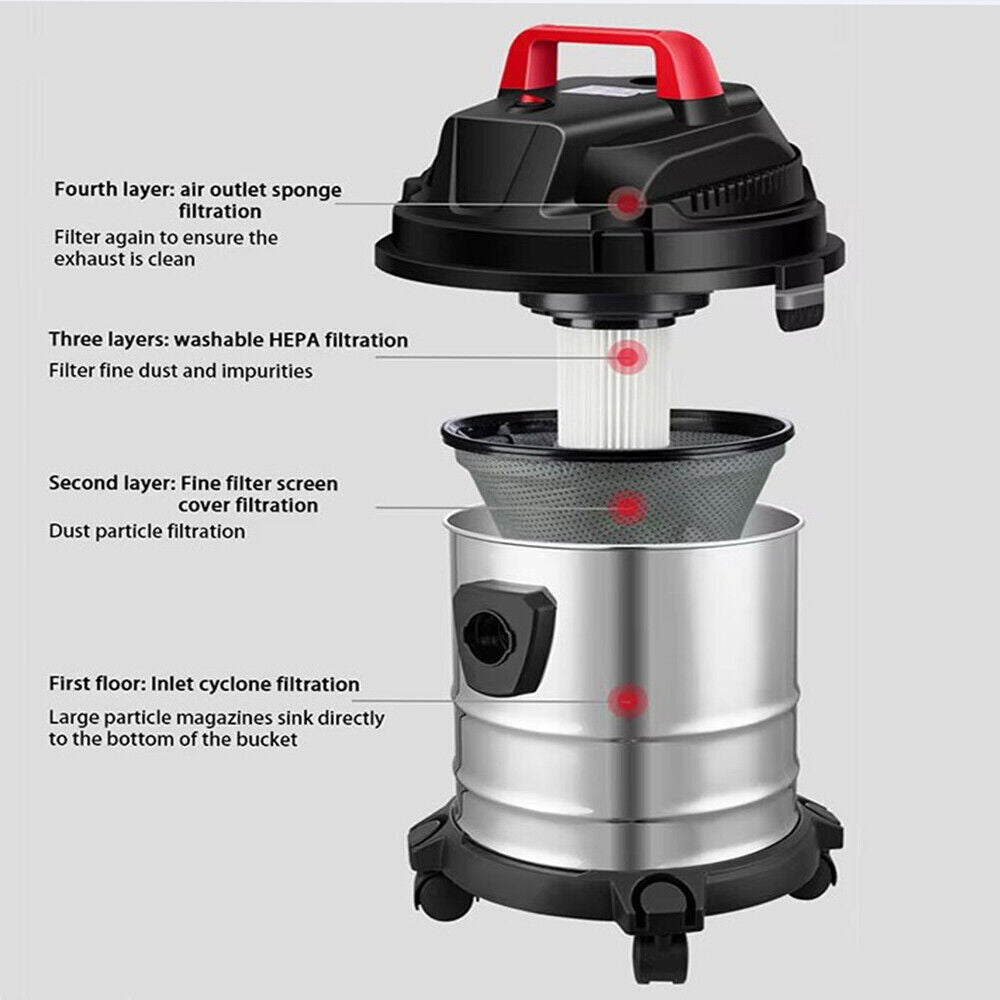 2000W 20L Vacuum Cleaner Wet Dry Bagless Cylinder Compact Cleaning Home Car UK